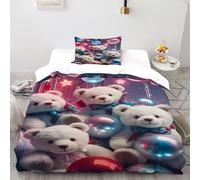 Ositos de Peluche Funda Edredon 2 Piezas con Impresión En 3D Joy ToyAnimals con Funda Almohada Single（135x200cm） 100% Microfibra Juego De Cama para para Adultos Y Niñas