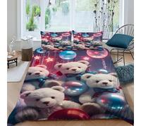 Ositos de Peluche Funda Nordica Algodon 3 Piezas 3D Impresa Joy ToyAnimals con Cremallera Y Funda De Almohada King（220x240cm） Microfibra Ropa De Cama para Niñosy Hombres