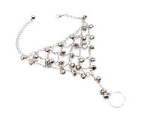 osiuujkw de múltiples cadenas con arnés de mano bohemio y borlas plateadas únicas, joyería para mujeres moda, brazalete eslabones esclavos.