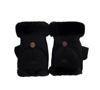 osiuujkw Guantes de imitación para mujer, manoplas acogedoras para invierno, cálidos, sin dedos, mitones peludos para el frío, Negro