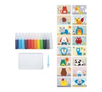 osiuujkw Kits educativos de arte con arena que contienen animales de dibujos animados y arenas colores. Despierta la mente los jóvenes y fomenta la creatividad. Pintura para principiantes. Regalo