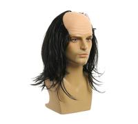 osiuujkw Peluca de científico Loco para Halloween Accesorio de Disfraz Estilo Calvo Ligero y Divertido para Cada ocasión Peluca Calva Viejo Científicos Locos, Cabello Negro y Liso