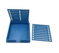 osiuujkw Soporte versátil con plantilla para notas y dispensador organizador de suministros de escritorio oficina y es muy adecuado suministros oficina y accesorios, Azul, 9.5 x 9.5 cm
