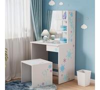 Oskar Store Tocador Schneeflocke, Blanco, 55 cm con Taburete