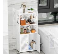 OSKOPWRC - Armario de almacenamiento para cuarto de baño, organizadores de baño independientes blancos y con estantes puertas, armario de cocina estrecha, piso, unidad alta delgada para blanco