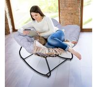 OSKOPWRC Mecedora para exteriores, sillón reclinable de ratán para patio con cojín de gran tamaño, mecedora de mimbre para interiores, cómoda silla de salón para balcón, porche, jardín, sala de estar,
