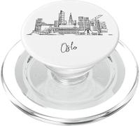 Oslo Noruega Horizonte Europa Viaje Souvenirs Negro Paisaje urbano PopSockets PopGrip para MagSafe