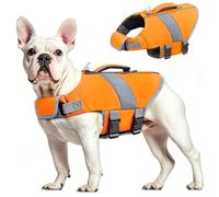Oslueidy Chaleco Salvavidas para Perros Chaleco Salvavidas para Tiburones de Alta Flotabilidad Chaleco Salvavidas para Perros Chaleco Seguridad Bote Natación Kayak Surf Bañador (Naranja, L)