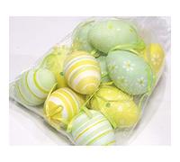 Osma-Werm GmbH Juego de 8 Huevos de Pascua de plástico de 6 cm con diseño de Colores Pastel con Cinta de Seda en Bolsa de Organza.