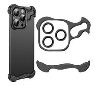 OSMARI Alloyarmor - Funda de aleación para iPhone, funda premium para iPhone 13, 14, 15 Pro Max,ligera y sin bisel con película de lente HD (negro, 15 Pro)