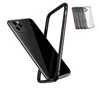 OSMARI Carcasa rígida delgada con marco de aluminio para iPhone 12 Pro Max 12 Mini, armadura de marco de metal con parachoques interior suave, protección de borde elevado (negro, 12 Pro (6.1 pulgadas)
