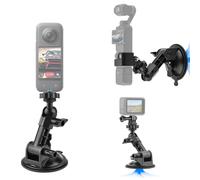 Osmo Pocket 4/3 Succión Ventosa Soporte Compatible para Insta360 X5-X,OSMO 360, Parabrisas Coche Salpicadero Montaje Kit con Adaptador Compatible para GoPro 12-3, OSMO Nano 360°Rotación, Vlogging