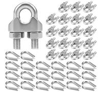 Osmond 20 Abrazaderas para Cable de Acero M5, de Acero Inoxidable, Guardacabos, Perno en U y Sujetador de Sillín.