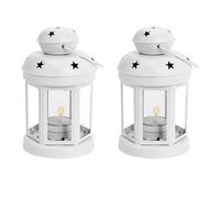 Osmond 2X Linternas de Velas Colgantes de Metal Vintage, Soporte de Te Ligero, Candelabro para Boda, Hogar, de Fiestas de Cumpleaños -