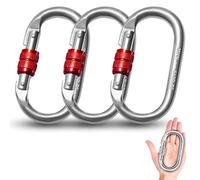 Osmond 3 Piezas Mosquetones Grandes de 25 KN, de Seguridad Resistente, de Acero Inoxidable, para Escalada, Rappel, Hamacas y Perros.