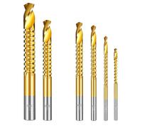 Osmond 7 Brocas Helicoidales HSS con Revestimiento de Titanio, Broca de Corte Lateral Dentada de 3-10 mm, Broca de Corte Dentada con Vástago Hexagonal.