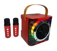 Osmond Altavoz Bluetooth de Karaoke de Alta Potencia, Luz Rítmica Musical, Subwoofer Inalámbrico Estéreo Envolvente con Micrófono Dual Rojo