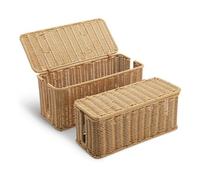 Osmond Caja Organizadora de Cables, Paquete de 2, Tejida A Mano, de Imitación de Ratán, Decorativa para Ocultar Cables.
