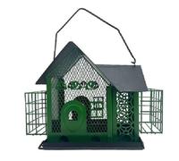 Osmond Comedero para Colibríes, Casa para Pájaros Automática, Doble Casa para Pájaros, Decoración para Exteriores de Metal, Color Verde