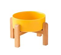 Osmond Cuenco Elevado Cerámica Doble para Perros Grandes, Comederos Agua y Comida para Mascotas, Suministros Alimentación para Perros Pequeños, Medianos y Grandes con Soporte Madera B