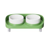 Osmond Cuenco elevado inclinado para gatos, platos altos ergonómicos sin estrés, elevados para gatos con soporte antideslizante, color verde