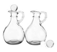 Osmond de vidrio para aceite y vinagre (juego de 2 piezas), botella dispensadora de aceite de vidrio redonda con tapón