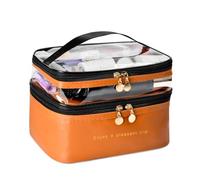 Osmond Estuche de Maquillaje de Viaje Marrón Multicapa, Organizador Cosmético Transparente y Transparente para el Cuidado de la Piel y el Maquillaje
