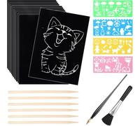 Osmond Juego de 50 Hojas de Papel para Rascar de 7,8 X 11,2 Pulgadas con Revestimiento Negro para Niños y Adultos