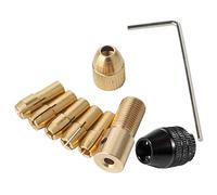 Osmond Juego de 9 pinzas de portabrocas de 0,5 a 3 mm con abrazadera de portabrocas de 3,17 mm para carpeta de taladro, tapa de cobre, kit de herramientas de pinza de taladro