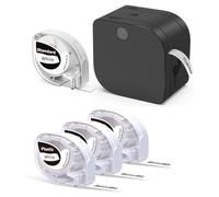 Osmond Máquina etiquetadora P12 con 4 cintas de etiquetas negras sobre color, impresora de etiquetas Bluetooth, compatible con múltiples etiquetas de materiales, fácil de usar