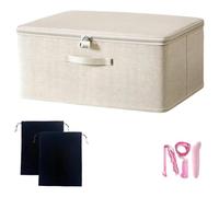 Osmond Organizador de Juguetes para Adultos con Cerradura, Caja de Seguridad, Contenedores para Guardar Juguetes, Bolsas con 2 Bolsas con Cordón, Color Beige.