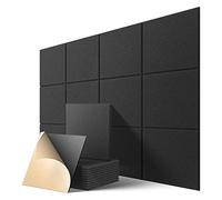 Osmond Paneles acústicos autoadhesivos, paquete de 12, 12 x 12 x 0.4 pulgadas, acolchado a prueba de sonido, panel absorbente de sonido para el hogar, color negro