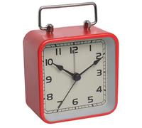 Osmond Reloj Despertador Cuadrado de Metal Pequeño, Reloj Silencioso de Escritorio para Estudiantes, Reloj de Cuarzo Luminoso para Dormir, Reloj Rojo