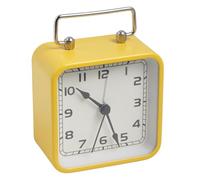 Osmond Reloj Despertador Cuadrado de Metal Pequeño, Reloj Silencioso de Escritorio para Estudiantes, Reloj de Cuarzo Luminoso para Dormir, Reloj Amarillo