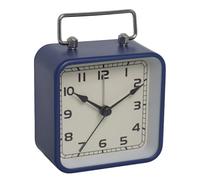 Osmond Reloj Despertador Cuadrado de Metal Pequeño, Reloj Silencioso de Escritorio para Estudiantes, Reloj de Cuarzo Luminoso para Dormir, Reloj Azul