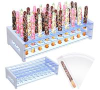 Osmond Soporte para Varillas de Pretzel y 100 Unidades Bolsas Transparentes para Varillas de Pretzel, Soporte Plástico para Palitos de Pretzel para Regalo de Cumpleaños, Bodas y Navidad