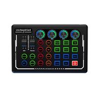 Osmond V88 - Mezclador de audio USB con tarjeta de sonido externa, micrófono, tarjeta de sonido de transmisión en para teléfono móvil y computadora, color negro