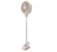 Osmond Ventilador de escritorio con clip, ventilador de suelo telescópico portátil, 4 velocidades con luz LED, ventilador de escritorio oscilante, recargable por USB
