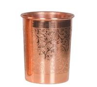 OSNICA 2 vasos de vidrio de cobre hechos a mano para agua, vaso de cobre indio, mejor que los vasos, más seguro que el plástico, capacidad de 350 ml (diseño 03)