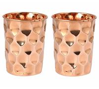 OSNICA 4 vasos de agua de cobre para curar productos ayurvédicos Moscow Mule, tazas de cobre, capacidad de 350 ml (vidrio de diamante)