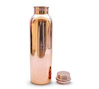 OSNICA Botella de agua de cobre 100% puro, botella de agua ayurvédica de cobre, tapa de botella de agua a prueba de fugas, botella de cobre sin costuras, 900 ml (Ind-5)