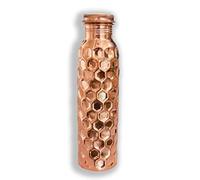 OSNICA Botella de agua de viaje de cobre sin junta a prueba de fugas - Beneficios ayurvédicos para la salud - Elegante botella de cobre para fitness, yoga, natural, 900 ml (diseño 17)