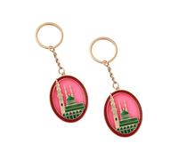 OSNIYAW 2 llaveros de accesorios de mezquita, diseño de arquitectura islámica, recuerdo portátil basado en la fe para las fiestas musulmanas, Rojo 1, Talla única