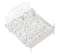 OSNIYAW Cama doble en miniatura escala 1:12 con ropa de cama extraíble, casas de muñecas, escena modelo, accesorios, proyecto de manualidades, decoración, casas de muñecas, accesorios