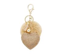 OSNIYAW Clip de bolsillo en forma de corazón de moda con piedras preciosas brillantes y adornos colgantes. Accesorio brillante para colgar una bolsa. Colgante elegante para bolso, caqui, Talla única