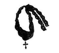OSNIYAW - Collar con colgante de cruz de encaje romántico, joyería de tejido artesanal, cadena ajustable para su gargantilla gótica de encaje de novia, One Size, Como se describe, as described