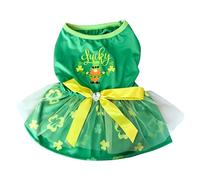 OSNIYAW Dog Paddy 's Day Bow Dress Dog Boy Girl Dogs para uso en interiores y exteriores, traje de follaje de princesa para mascotas