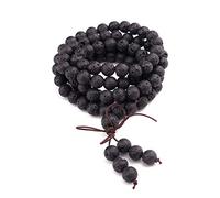 OSNIYAW Exquisito collar de 108 cuentas de 8 mm, rosario budista de perlas negras, pulsera, artículo imprescindible para yoga, oración budista de rosario, pulsera de plata para mujer