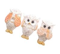 OSNIYAW Juego de 3 estatuas de búho, diseño de búho, no se ve, habla, adornos de escultura de animales, decoración de mesa para el hogar, oficina, mesa, figuras de búho