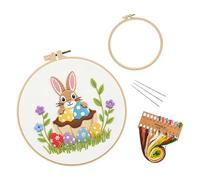 OSNIYAW Juego de bordado con temática de Pascua para decoración del hogar, incluye instrucciones (idioma español no garantizado), aguja de hilo e hilos para principiantes